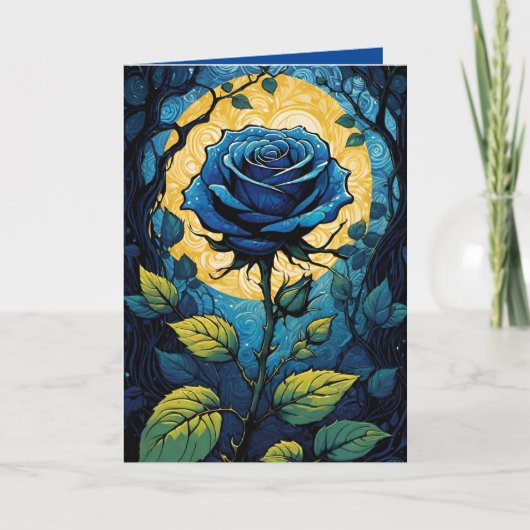 Blauwe Roos Ranken 3 Kaart (Voorkant)