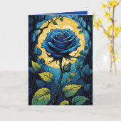 Blauwe Roos Ranken 3 Kaart (Gele Bloem)