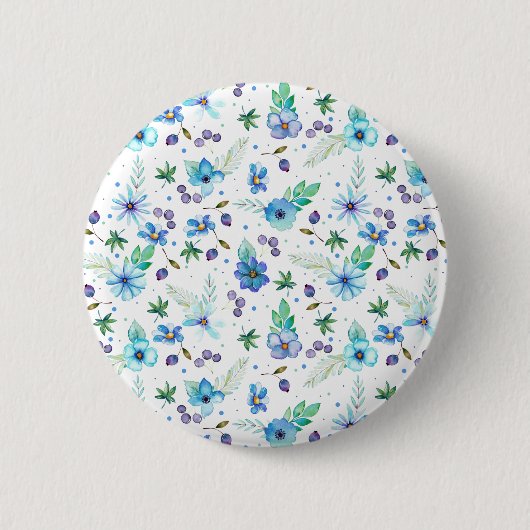 Blauwe roos ronde button 5,7 cm (Voorkant)