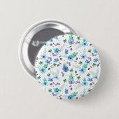Blauwe roos ronde button 5,7 cm (Voorkant /achterkant)