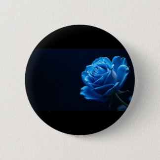 blauwe roos  ronde button 5,7 cm