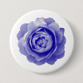 Blauwe roos ronde button 7,6 cm (Voorkant)