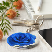Blauwe Roos Sleutelhanger (Zijkant)