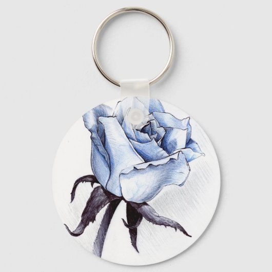 Blauwe Roos Sleutelhanger (Voorkant)