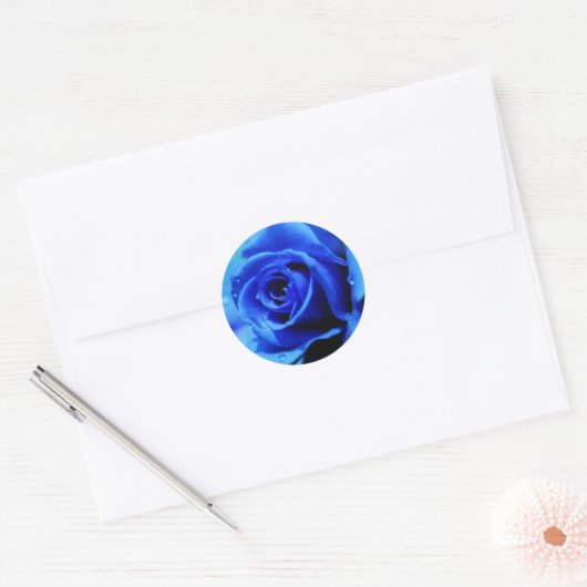 Blauwe roos sticker (Envelop)