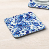 blauwe roos symfonie coaster bier onderzetter (Linkerzijde)