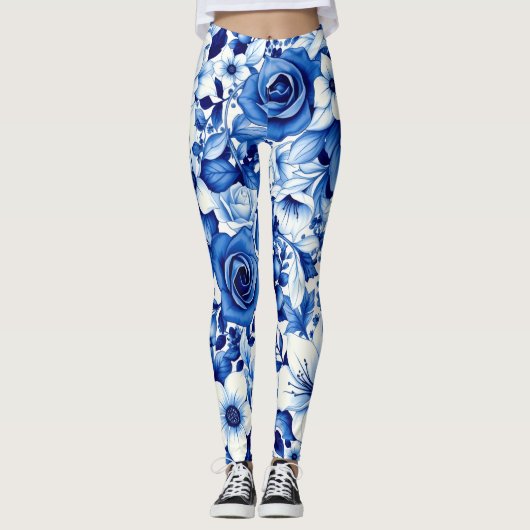 blauwe roos symfonie leggings (Voorkant)