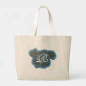 Blauwe Roos ventilator, monogram Canvas tas, Sjabl Grote Tote Bag (Achterkant)