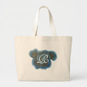 Blauwe Roos ventilator, monogram Canvas tas, Sjabl Grote Tote Bag (Voorkant)