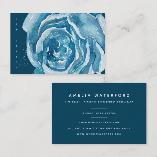 Blauwe Roos Visitekaartje (Voorkant / Achterkant)