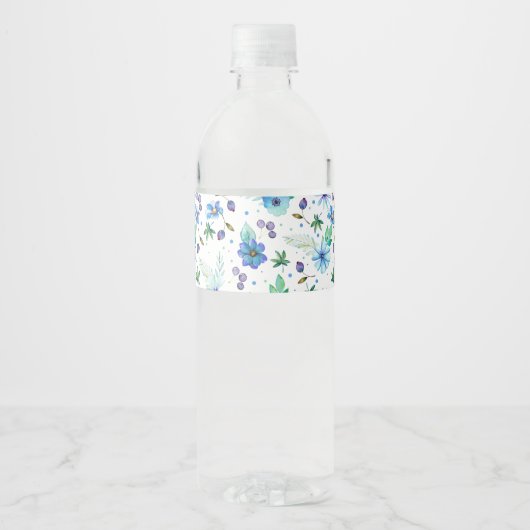 Blauwe roos waterfles etiket (Voorkant)