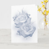 Blauwe Roos Wenskaart Kaart (Gele Bloem)