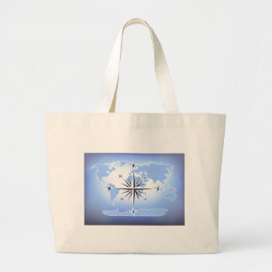 Blauwe Roos Wereldkaart Canvas Canvas tas