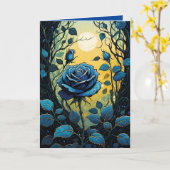 Blauwe Roos Wijnstokken 2 Kaart (Gele Bloem)