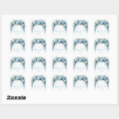 Blauwe Roos & Zilveren Kruis Doop Bedank Sticker (Vel)