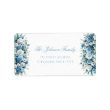 Blauwe Roos & Zilveren Kruis Doop Retouradres 