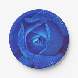 Blauwe roosknop roos bloem papieren bordje