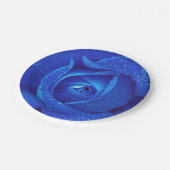 Blauwe roosknop roos bloem papieren bordje (Gekanteld)