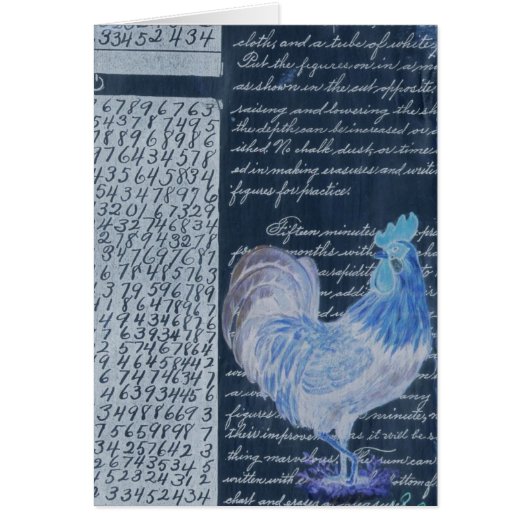 Blauwe Rooster met papier (Voorkant)
