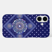 Blauwe rosace Case-Mate iPhone case (Achterkant (horizontaal))