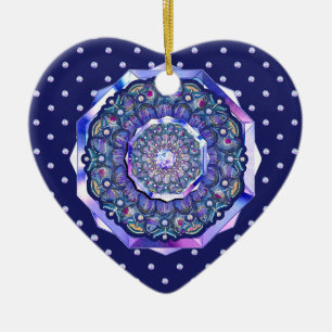 blauwe rosace keramisch ornament