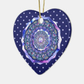blauwe rosace keramisch ornament (Links)