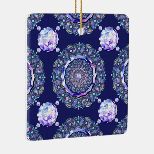 blauwe rosace keramisch ornament (Rechts)