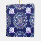 blauwe rosace keramisch ornament (Links)