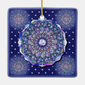 blauwe rosace keramisch ornament (Achterkant)