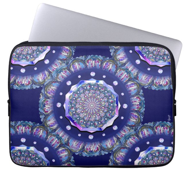 Blauwe rosace laptop sleeve (Voorkant)