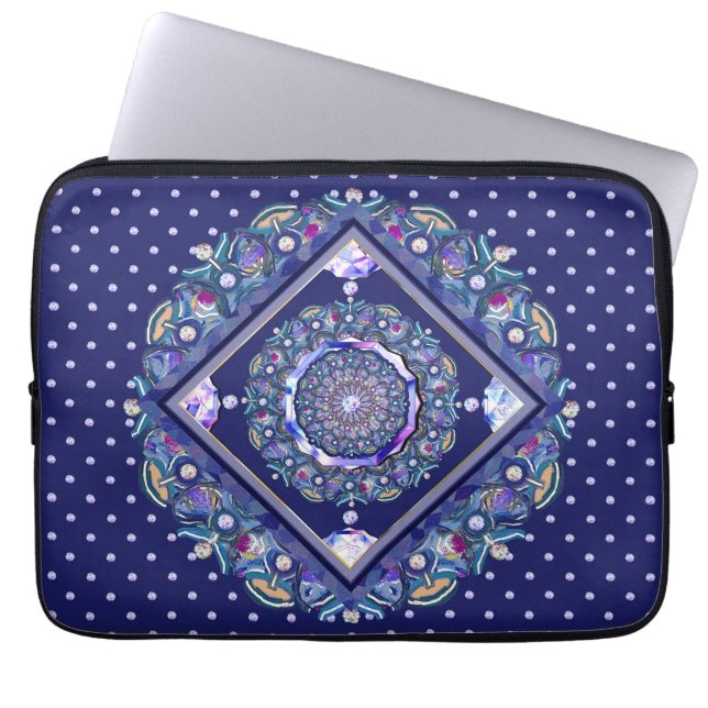 Blauwe rosace laptop sleeve (Voorkant)