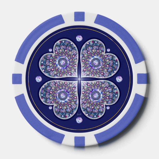 blauwe rosace poker chips (Voorkant)