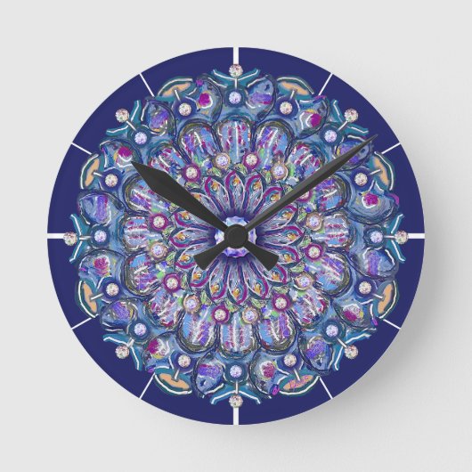 blauwe rosace ronde klok (Voorkant)