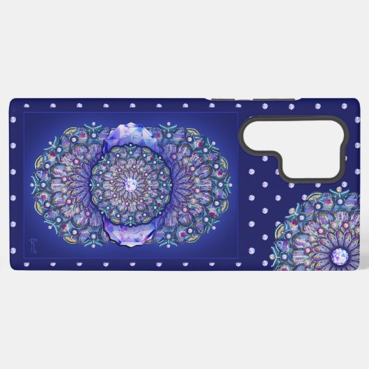 Blauwe rosace samsung galaxy hoesje (Achterkant horizontaal)