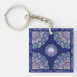 blauwe rosace sleutelhanger