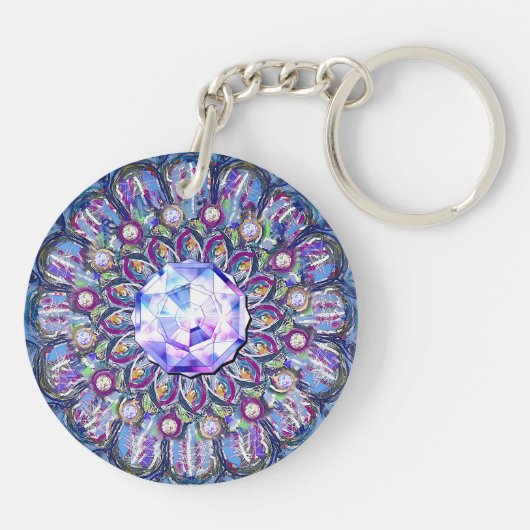 blauwe rosace sleutelhanger (Achterkant)