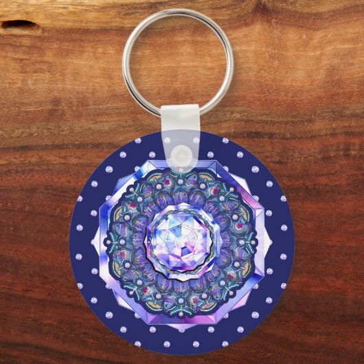 blauwe rosace sleutelhanger (Voorkant)