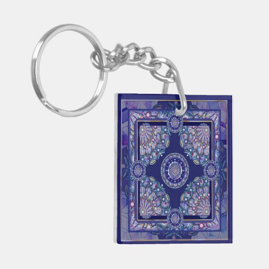 blauwe rosace sleutelhanger (Voorkant Links)