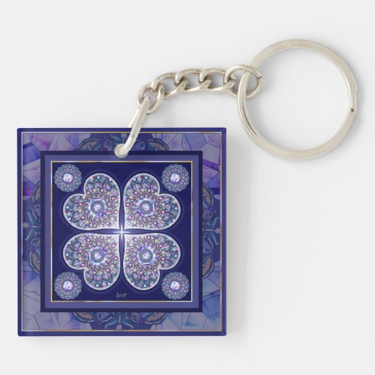 blauwe rosace sleutelhanger (Achterkant)