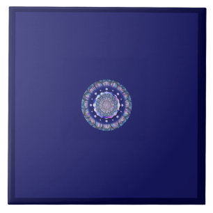 blauwe rosace tegeltje