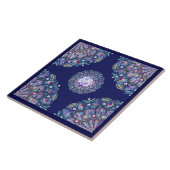 blauwe rosace tegeltje (Zijkant)