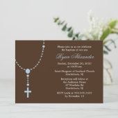 Blauwe Rosary Invitations Kaart (Staand voorkant)