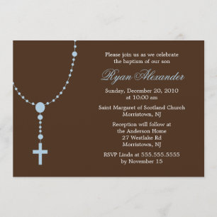 Blauwe Rosary Invitations Kaart