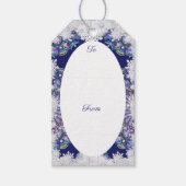 Blauwe rosé en sneeuwvlok cadeaulabel (Voorkant)