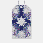 Blauwe rosé en sneeuwvlok cadeaulabel (Achterkant)