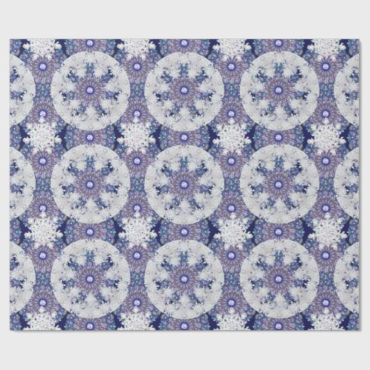 Blauwe rosé en sneeuwvlok cadeaupapier (Vlak)