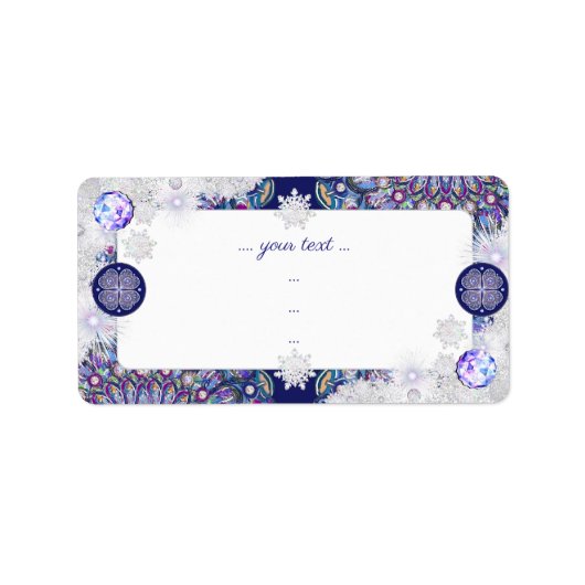 Blauwe rosé en sneeuwvlok etiket (Voorkant)