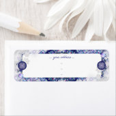 Blauwe rosé en sneeuwvlok etiket (Insitu)