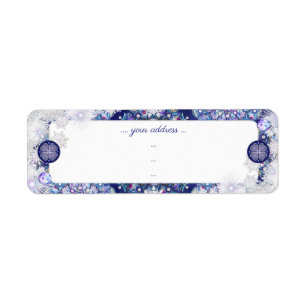 Blauwe rosé en sneeuwvlok etiket