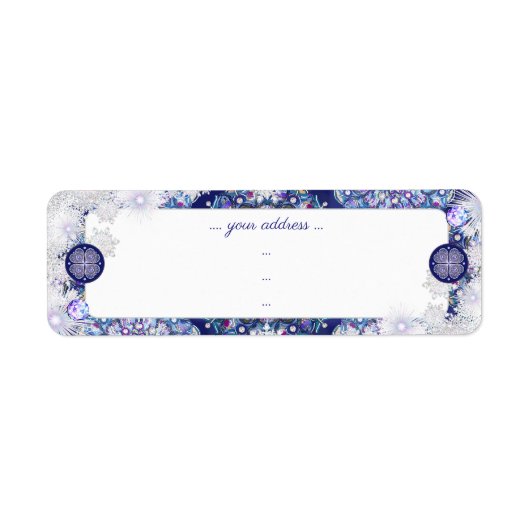 Blauwe rosé en sneeuwvlok etiket (Voorkant)
